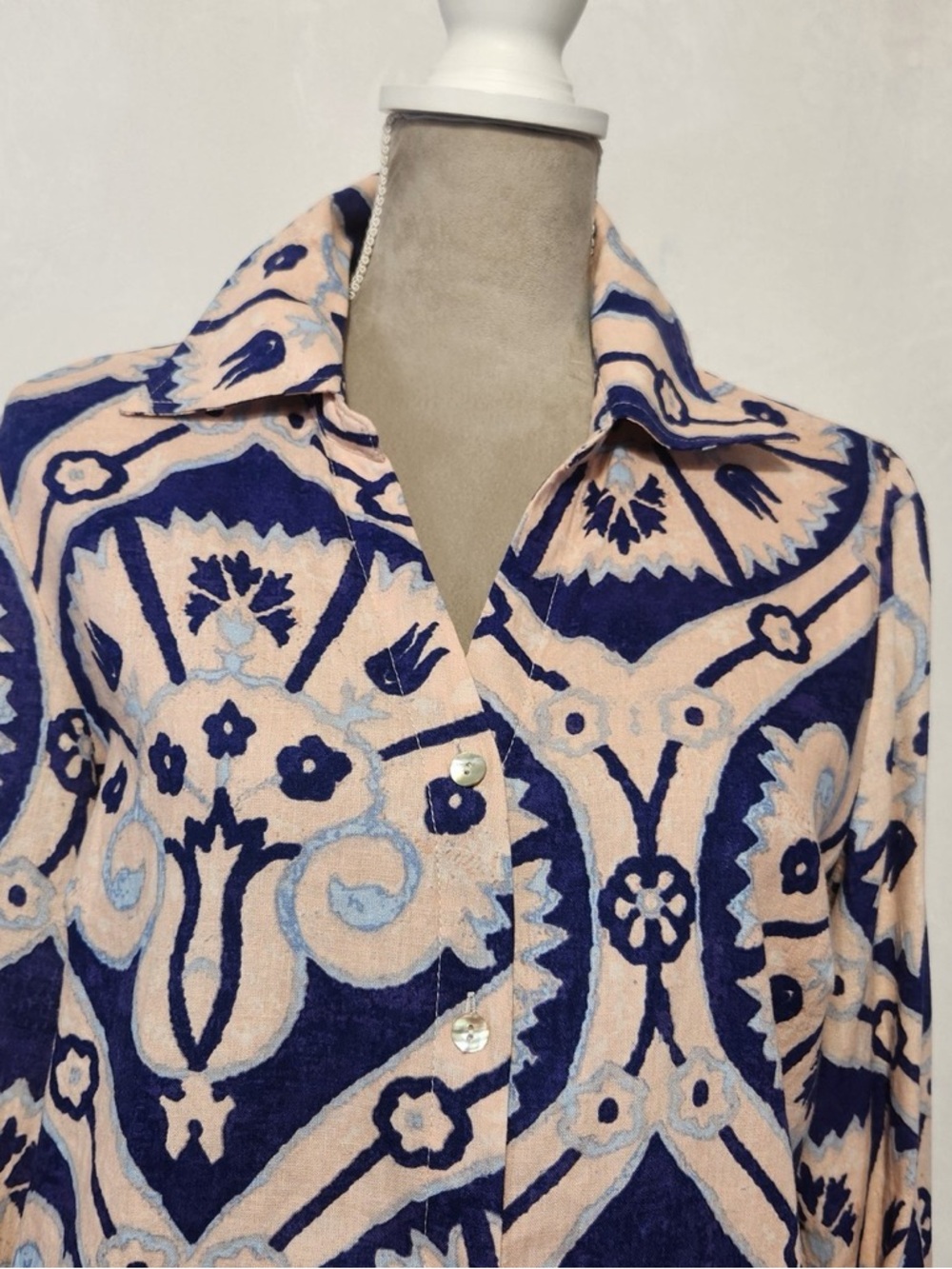 Kristen Sirrano linen blend floral tie front button-down blouse M - Picture 8 of 14